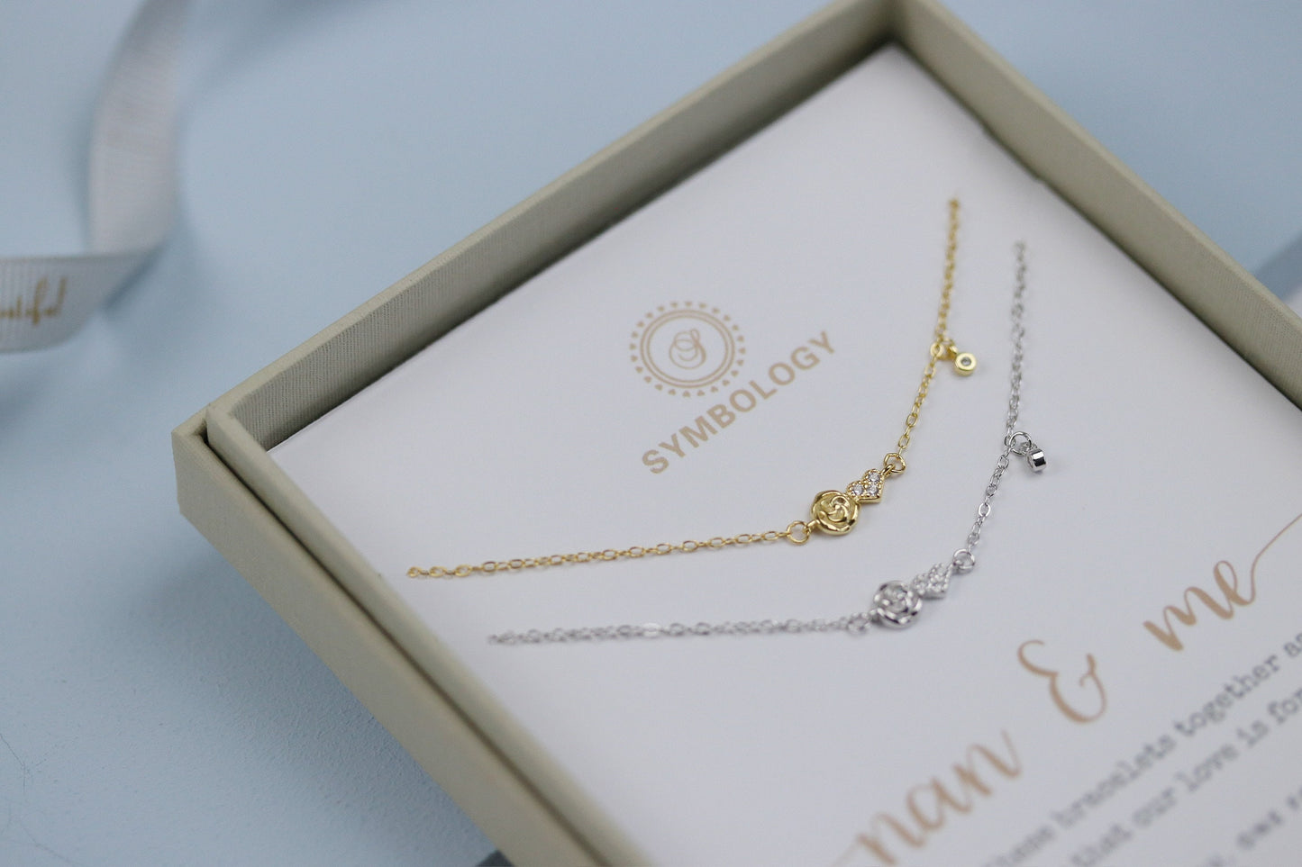 Soul Sister Rose Bracelet Set, Minimalist Tiny Rose Bracelet for Sister, 925 Silver Stacking Sis Bracelet, Christmas Gift for Her, Gold Rose