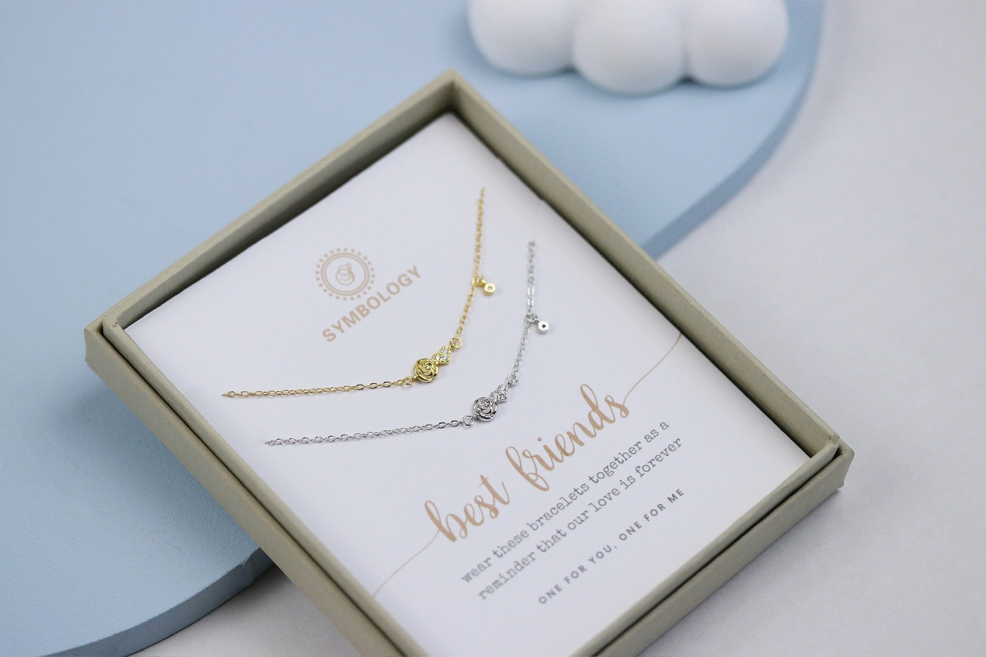 Soul Sister Rose Bracelet Set, Minimalist Tiny Rose Bracelet for Sister, 925 Silver Stacking Sis Bracelet, Christmas Gift for Her, Gold Rose
