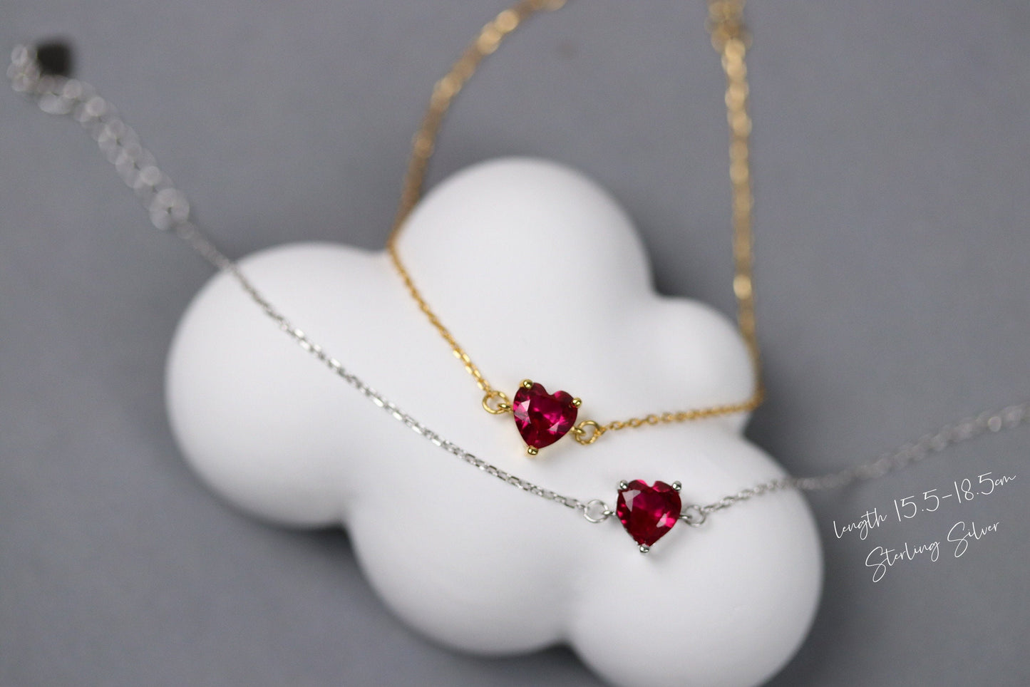 Nan and Me, 925 Silver Ruby Stone Bracelet Set, Minimalist Gold Tiny Bracelet, Christmas Gift for Her, July Birthstone Bracelet Gift for Her