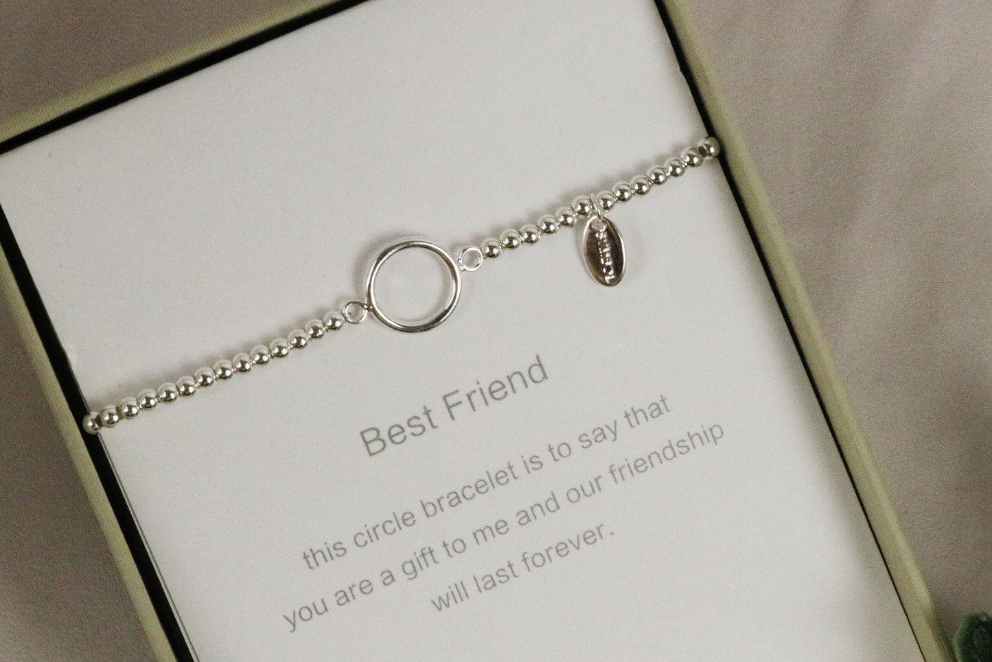 Best Friend Bracelet, Friendship forever, Silver Beads Circle Bracelet, Symbol Bracelet, Friendship, Best Friend , Birthday Gift, Gift boxed