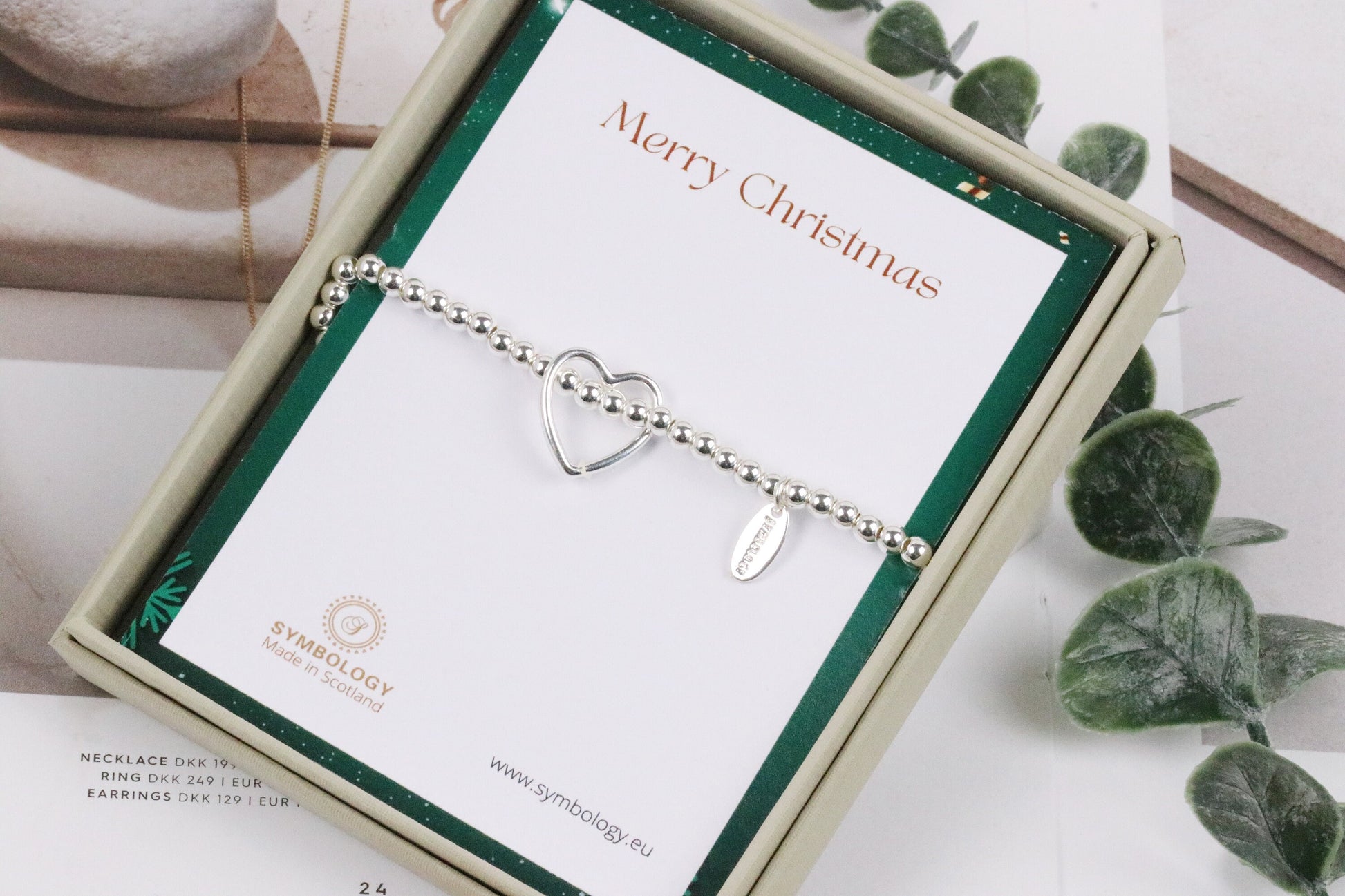 Christmas Gift for Her, Personalised Bracelet, Silver Open Love Heart Bracelet, Silver Beaded Stretch Bracelet, Birthday Gift for Mum, Sis