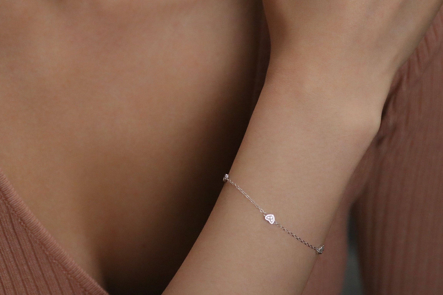 Soul Sister Love Heart Bracelet Set, Minimalist Tiny Heart Bracelet for Bestie Gift for Her, 925 Silver Dainty Stacking Bracelet, Soul Sis