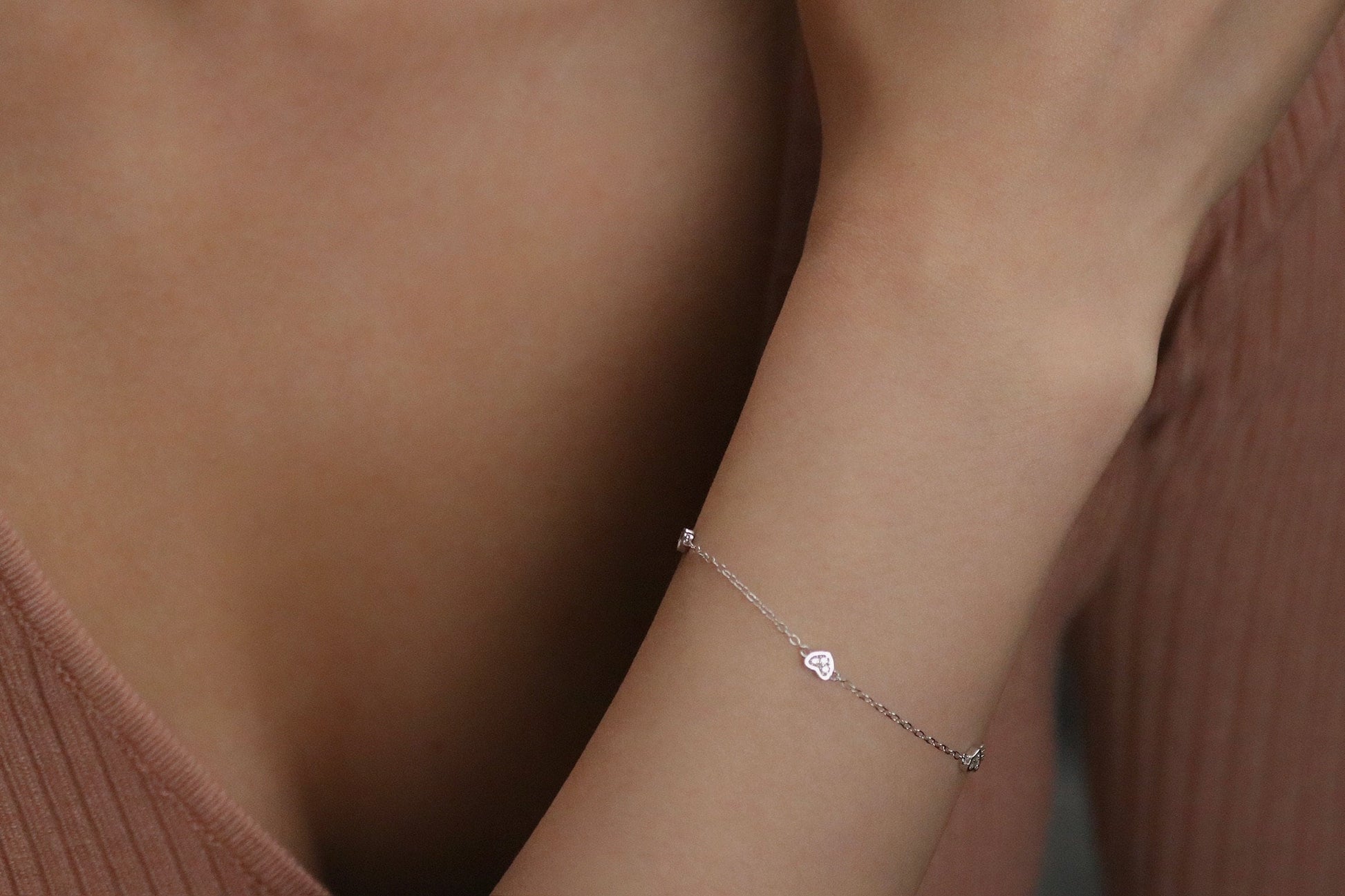 Soul Sister Love Heart Bracelet Set, Minimalist Tiny Heart Bracelet for Bestie Gift for Her, 925 Silver Dainty Stacking Bracelet, Soul Sis