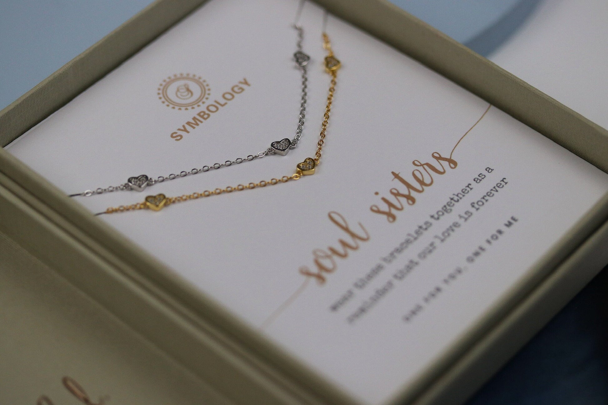 Soul Sister Love Heart Bracelet Set, Minimalist Tiny Heart Bracelet for Bestie Gift for Her, 925 Silver Dainty Stacking Bracelet, Soul Sis