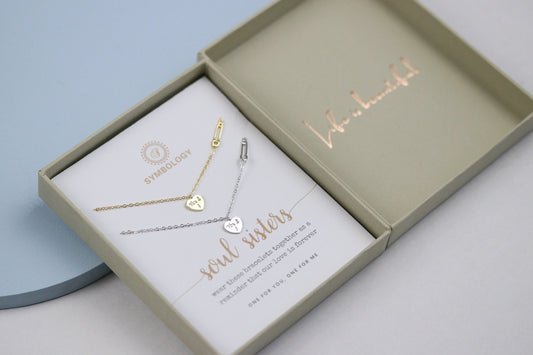 Soul Sister Bracelet Set, Minimalist Tiny Heart Bracelet for Sister Bracelet, 925 Silver You & I Stacking Bracelet, Birthday Gift for Her