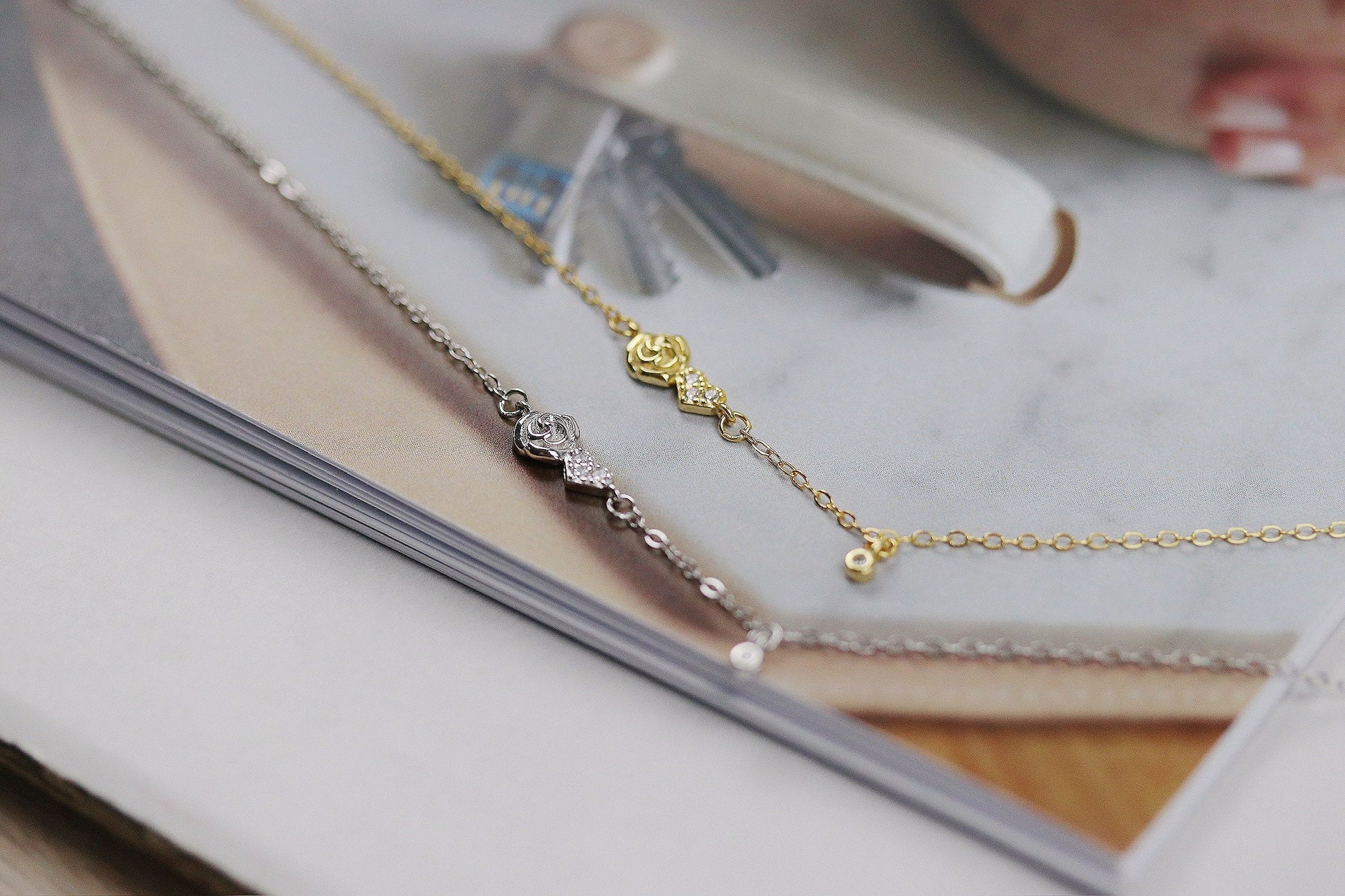 Nan and Me Rose Bracelet Set, Minimalist Tiny Rose Bracelet for Nan, 925 Silver Stacking Bracelet, Birthday Gift for Her, Christmas Gift