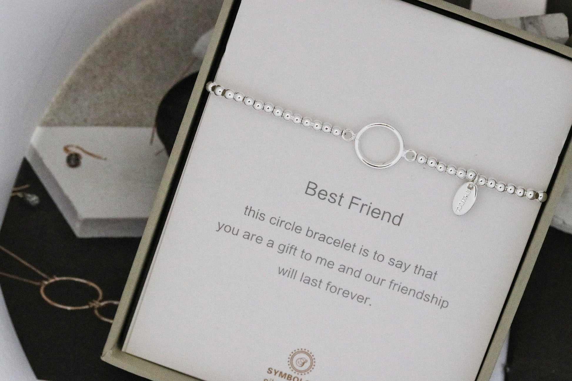Best Friend Bracelet, Friendship forever, Silver Beads Circle Bracelet, Symbol Bracelet, Friendship, Best Friend , Birthday Gift, Gift boxed