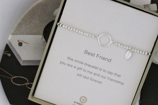 Best Friend Bracelet, Friendship forever, Silver Beads Circle Bracelet, Symbol Bracelet, Friendship, Best Friend , Birthday Gift, Gift boxed