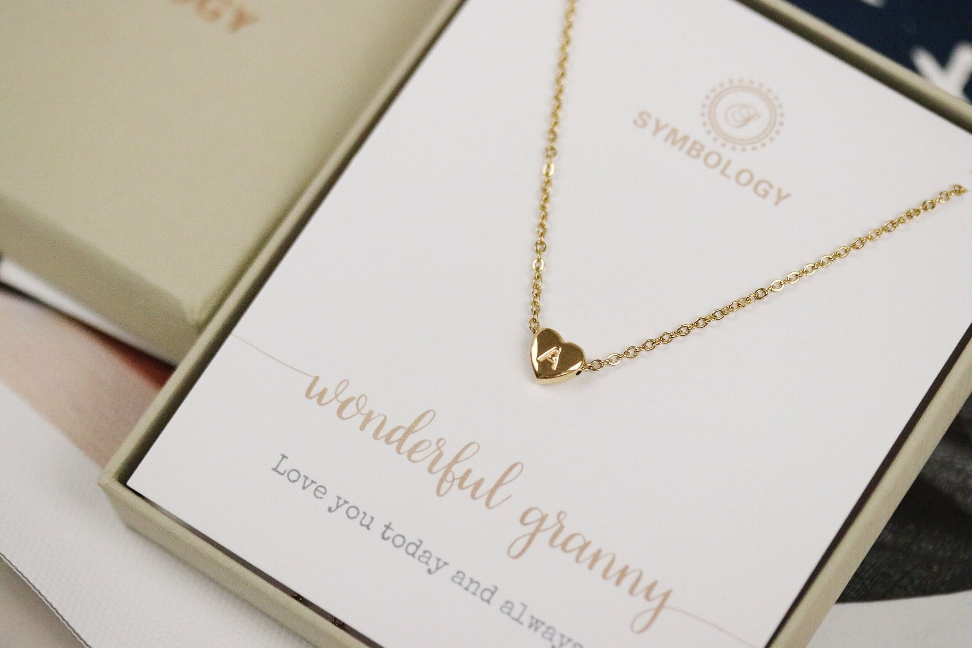 Personalized Initial Necklace, Customized Letter Necklace, Gold Stainless Steel Initial, Handmade Jewelry, Personalized Granny Gift for Her