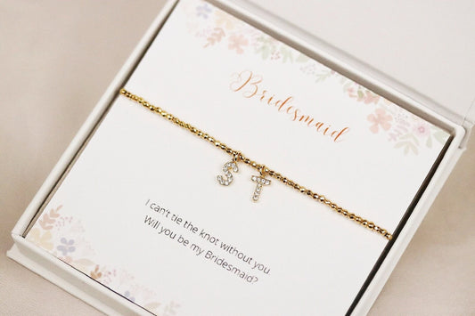 Bridesmaid Gift for Her, Bridesmaid Proposal, Gold Filled Initial Bracelet, Gold Bridesmaid Bracelet, Will you be my Bridesmaid?Wedding Gift