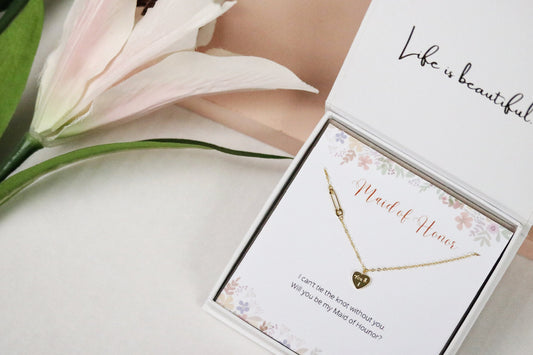 Bridesmaids Bracelet, Adjustable Personalized Initial Bracelet, Maid of Honour Proposal Gift, Wedding Gift Silver Gold Dainty Heart Bracelet