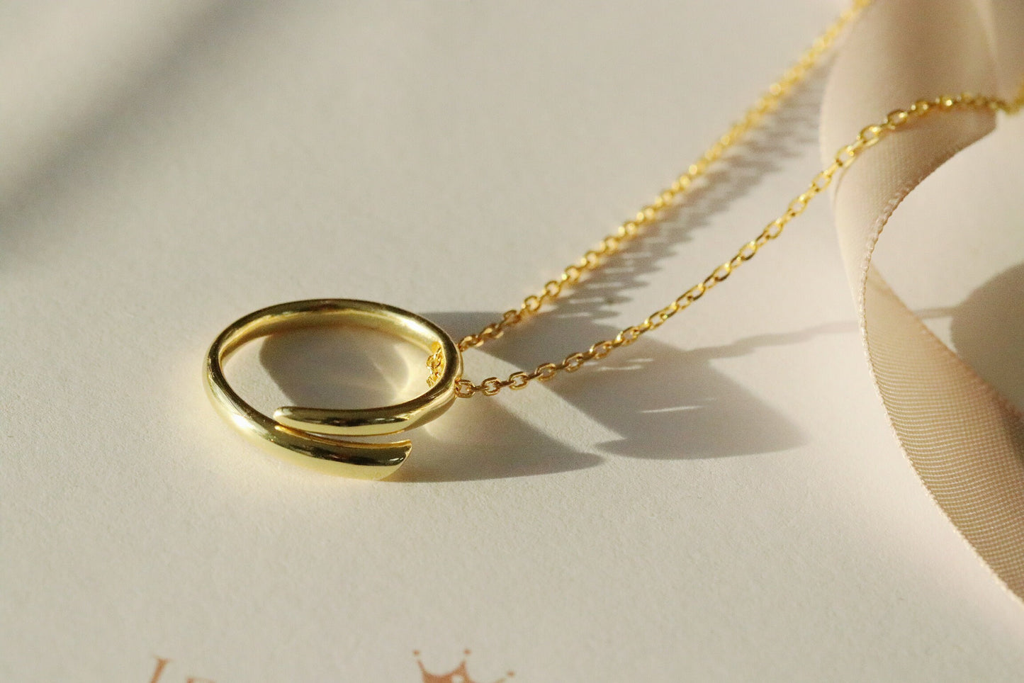 Recovery Gifts for Woman, Gold Vermeil Open Circle Necklace, 925 Silver Divorce Breakup Jewelry Gift for Bestie, She Could So She Did, 2cm