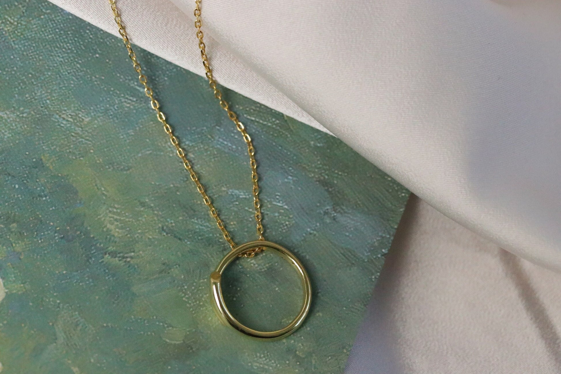 Recovery Gifts for Woman, Gold Vermeil Open Circle Necklace, 925 Silver Divorce Breakup Jewelry Gift for Bestie, She Could So She Did, 2cm