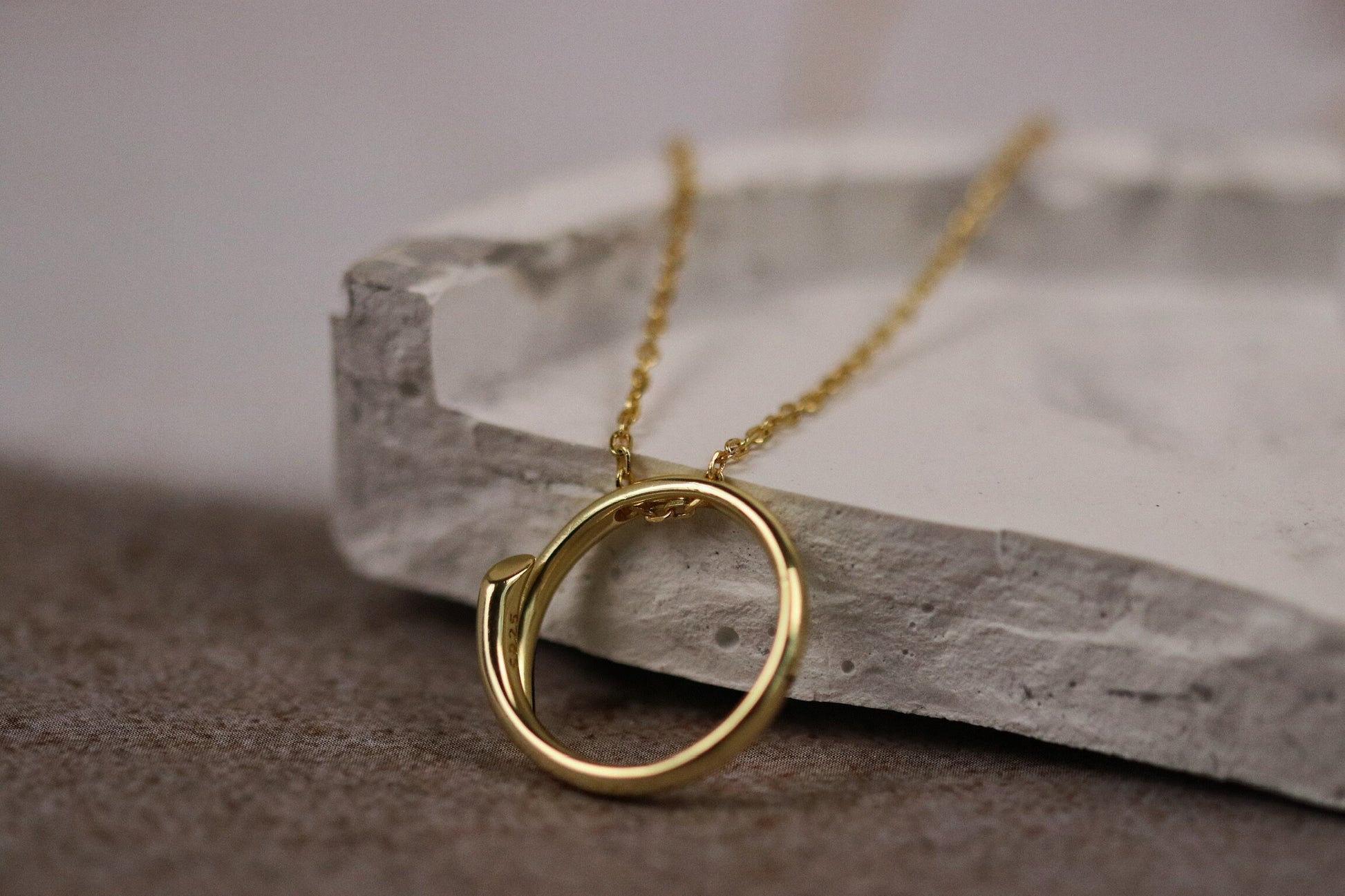 Recovery Gifts for Woman, Gold Vermeil Open Circle Necklace, 925 Silver Divorce Breakup Jewelry Gift for Bestie, She Could So She Did, 2cm