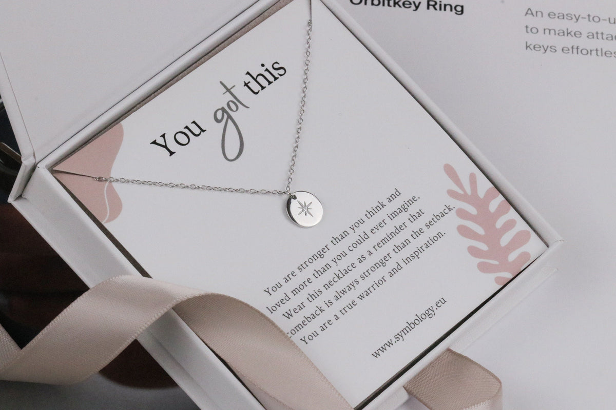 You are Enough Gift Necklace, Sterling Silver Northern Star Necklace, Recovery Strength Necklace, Self Care Gift for Her, Words of Wisdom