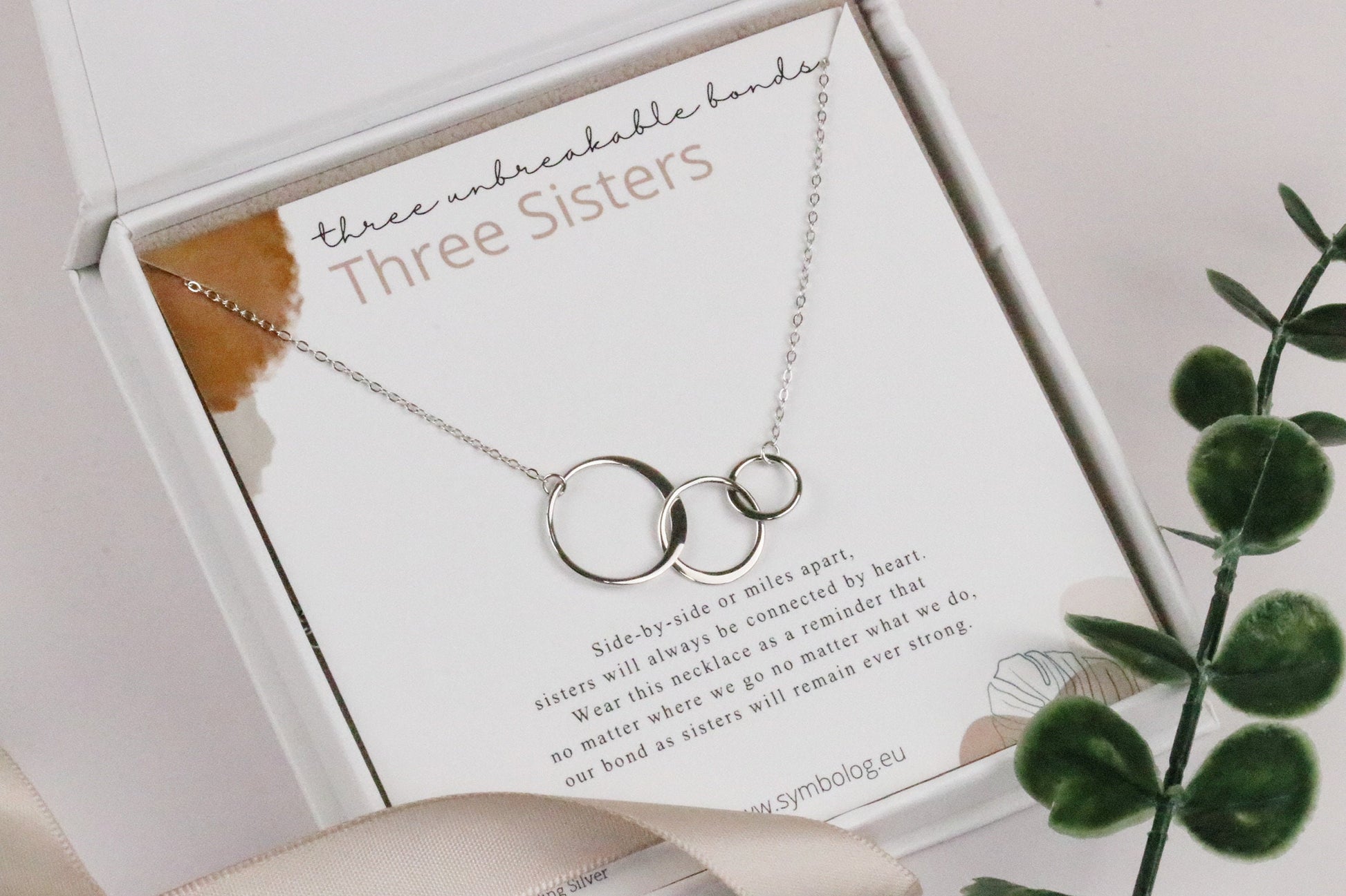 Three Sisters necklace, Sister Birthday Gift for Her,  Big Sister Little Sister Gift, Sister Jewelry Gift, Sterling Silver 3 ring necklace