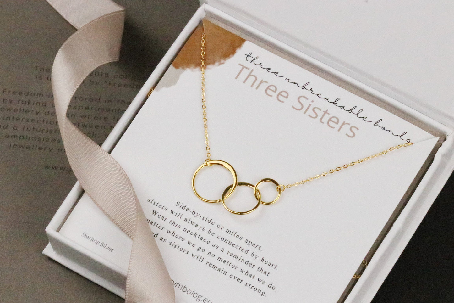 Three Sisters necklace, Sister Birthday Gift for Her,  Big Sister Little Sister Gift, Sister Jewelry Gift, Sterling Silver 3 ring necklace