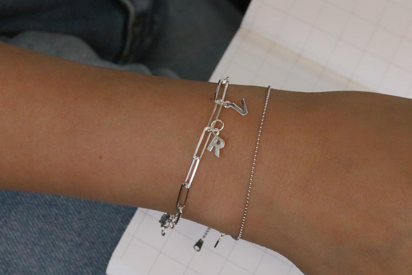 Paperclip Chain Bracelet in Sterling Silver, Dainty Paper Clip Bracelet, Link Chain Initial Bracelet, Dainty Personalised Bracelet for Women