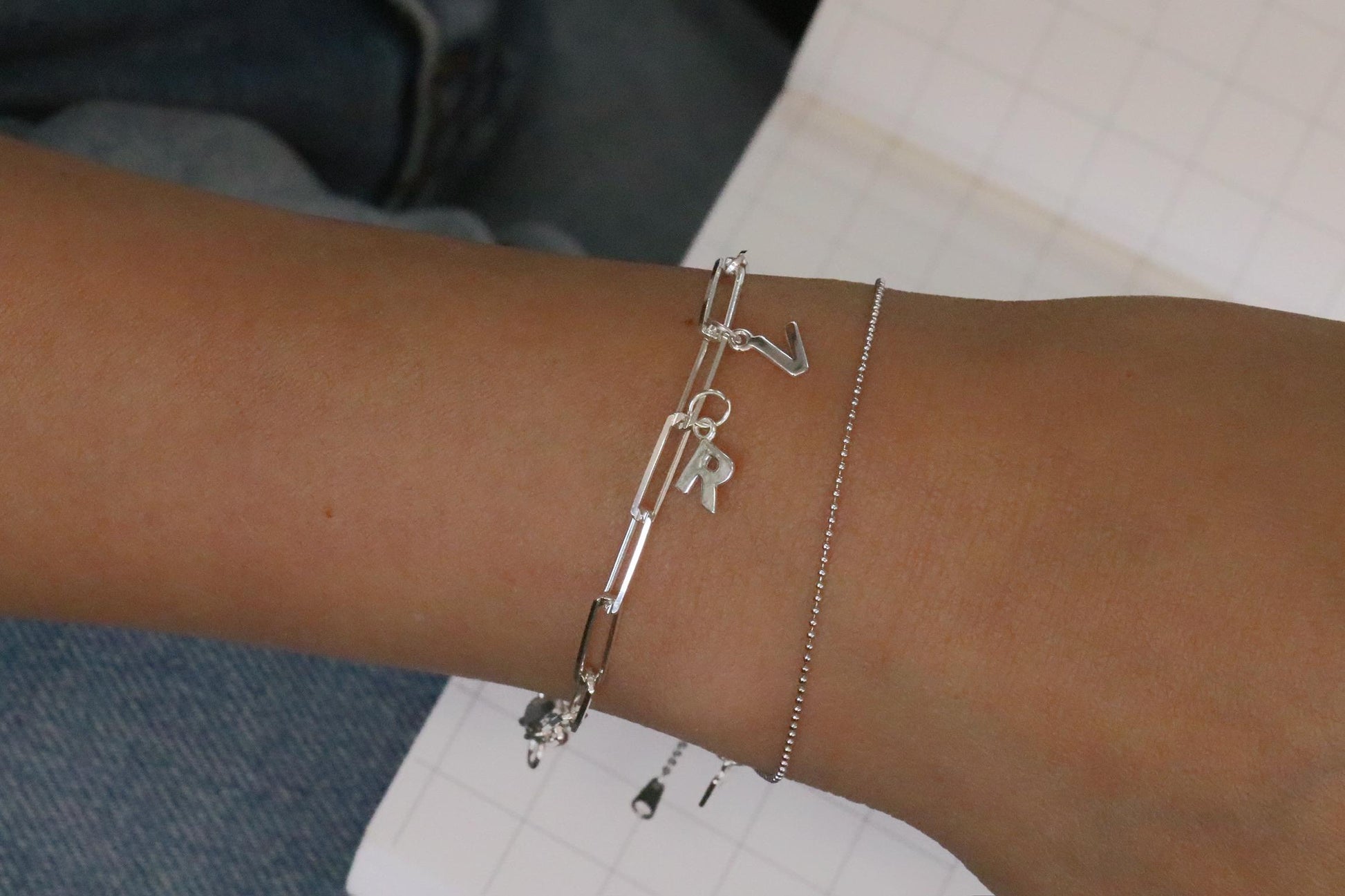 Paperclip Chain Bracelet in Sterling Silver, Dainty Paper Clip Bracelet, Link Chain Initial Bracelet, Dainty Personalised Bracelet for Women