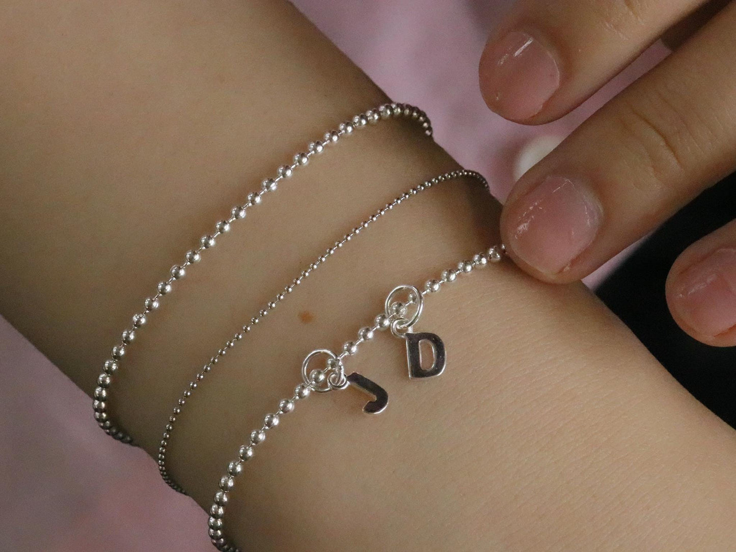 Personalised Name bracelet in Sterling Silver Beaded Initial Bracelet, Custom Age Bracelet, 16 18 21 Birthday Gift for Her, Bridesmaid Gift