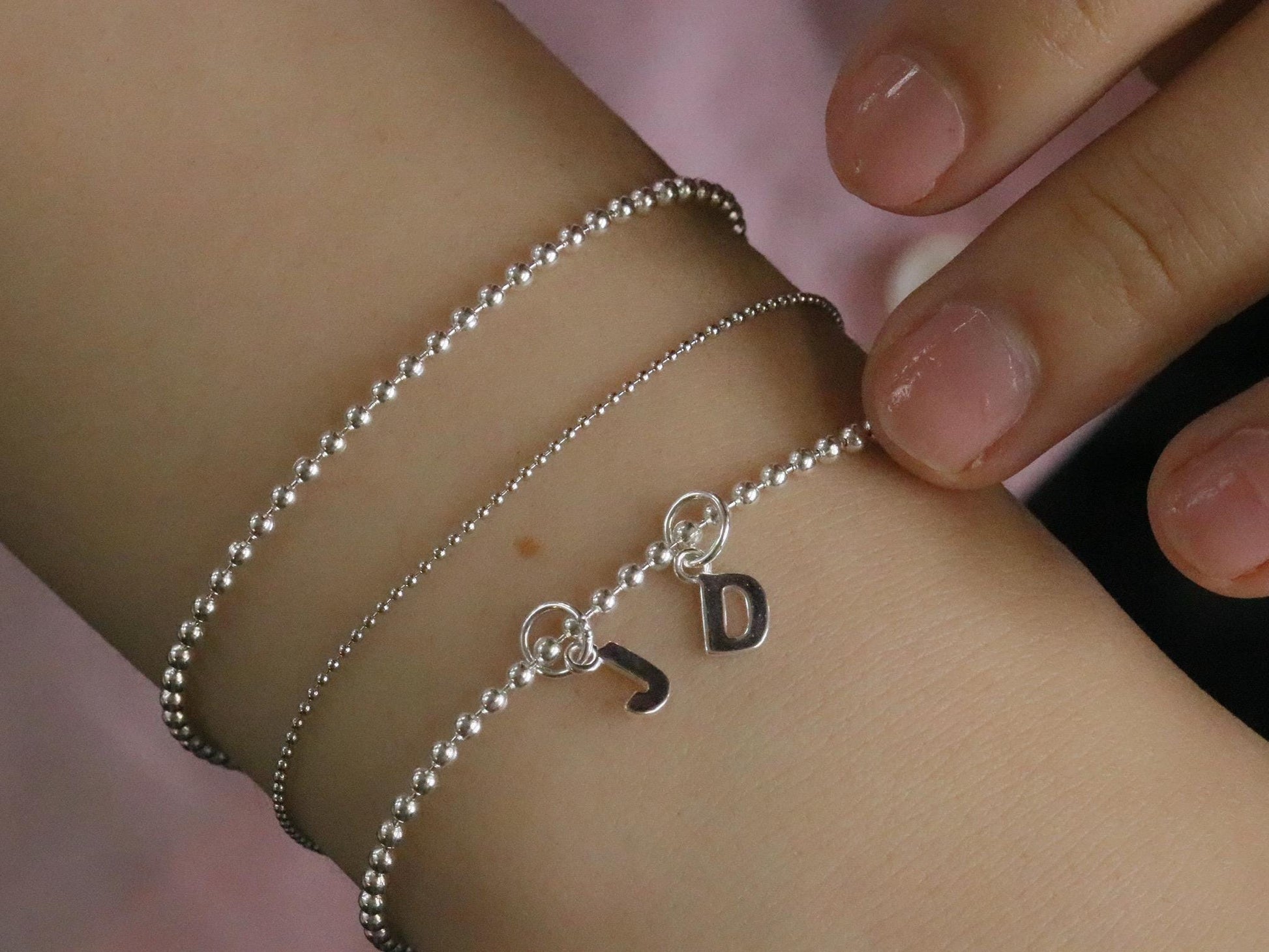 Personalised Name bracelet in Sterling Silver Beaded Initial Bracelet, Custom Age Bracelet, 16 18 21 Birthday Gift for Her, Bridesmaid Gift