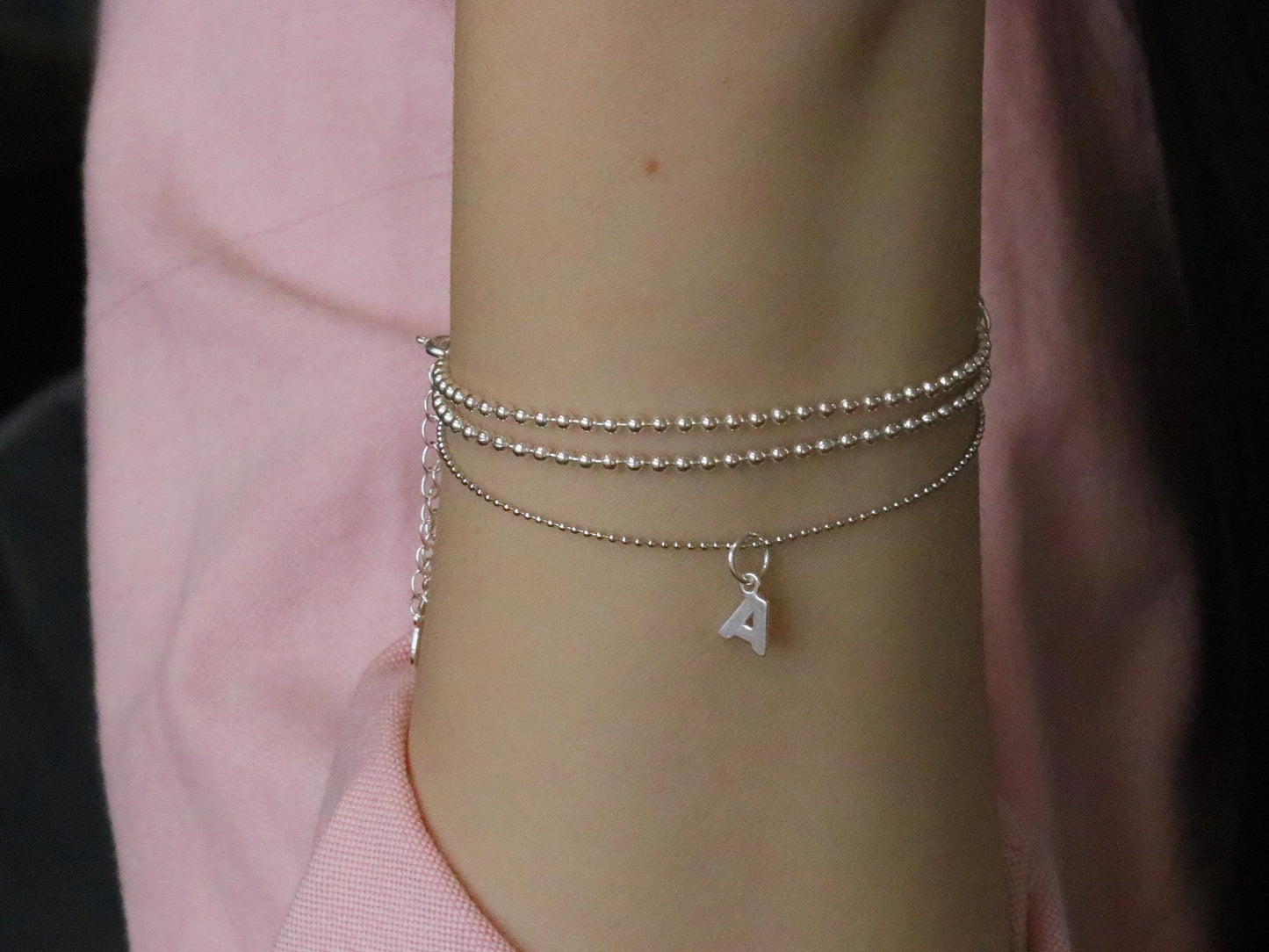 Personalised Name bracelet in Sterling Silver Beaded Initial Bracelet, Custom Age Bracelet, 16 18 21 Birthday Gift for Her, Bridesmaid Gift