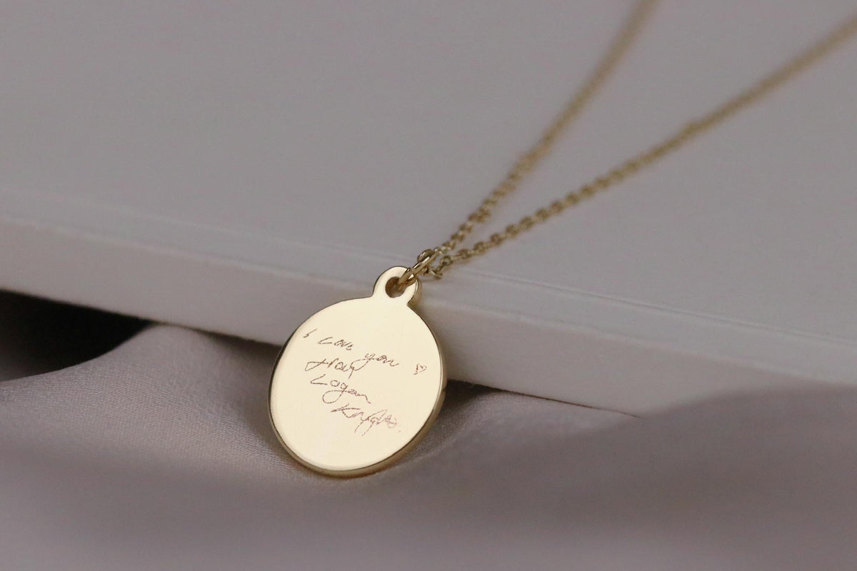 Personalised Mum Necklace, Handwriting Engraving Necklace, Custom Initial Jewellery for Mother & Daughter, Custom Christmas Gift for Mum