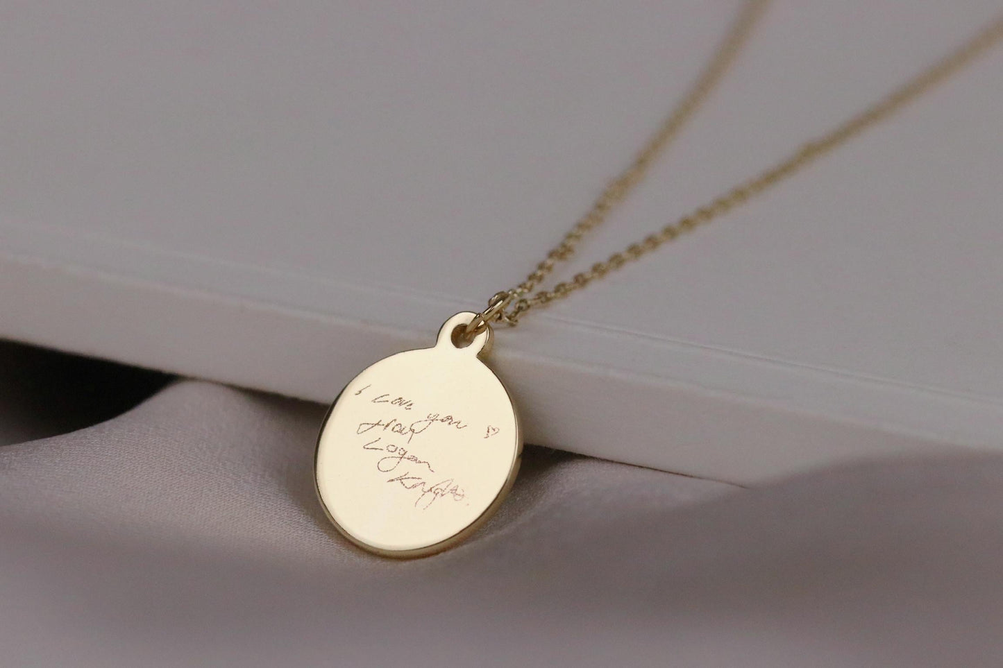 Sterling Silver Personalised Necklace, Handwriting Engraving Necklace, Custom Initial Jewellery in Silver | Rose | Gold, Memorial Necklace