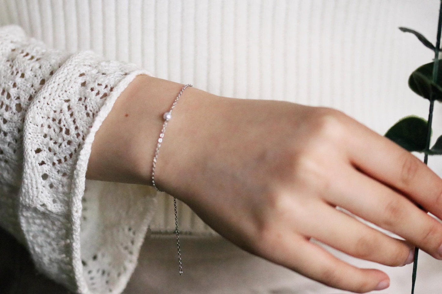 Sterling Silver Tiny Pearl Bracelet: Gold Vermeil Stacking Bracelet, Christmas Gift for Besties