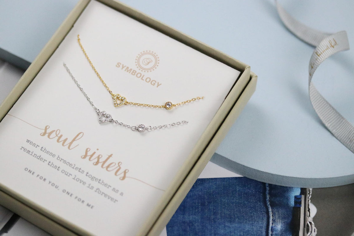 Sister Bracelet Gift, Silver and Gold Open Heart Bracelet, Tiny Heart Bracelet, Gift For Sis, Little Sis Gifts, Big Sis Gift Bestie Bracelet