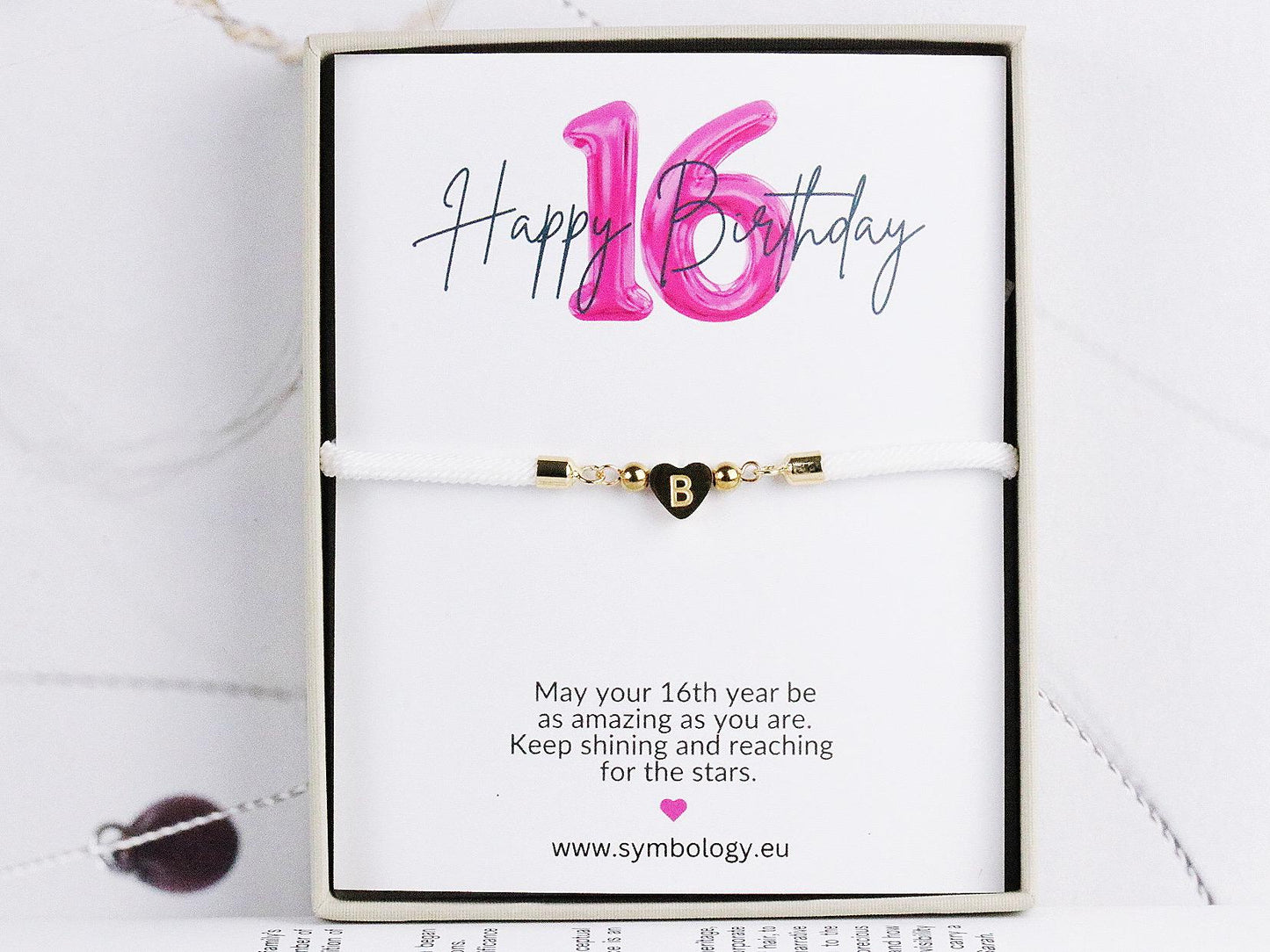 16th Birthday Bracelet Gift for Girl, Personalised Initial Bracelet, Sweet 16 Jewelry Gifts, Daughter Name Bracelet,, Message Card