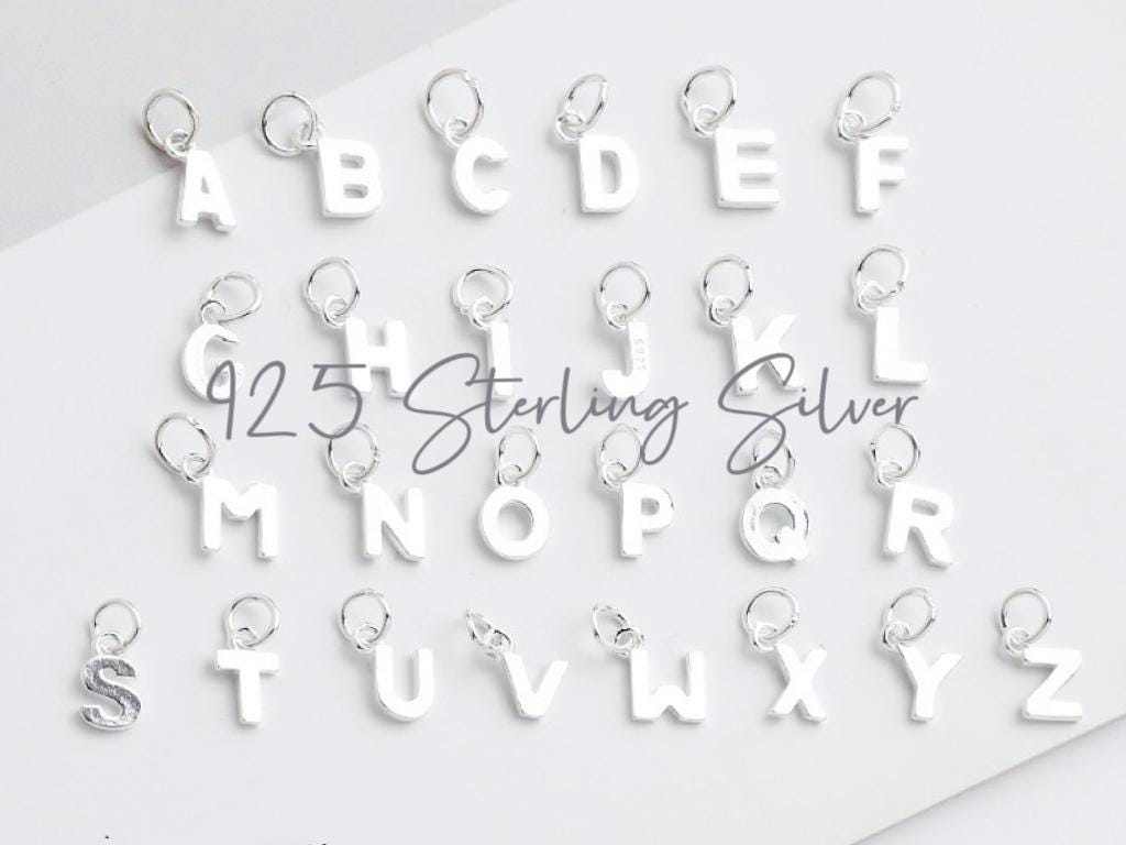 Solid Sterling Silver Initial Letter Charm, Letter Add On Charms, Alphabet Personalised Charm, Handmade Jewellery Parts, INITIAL CHARM ONLY