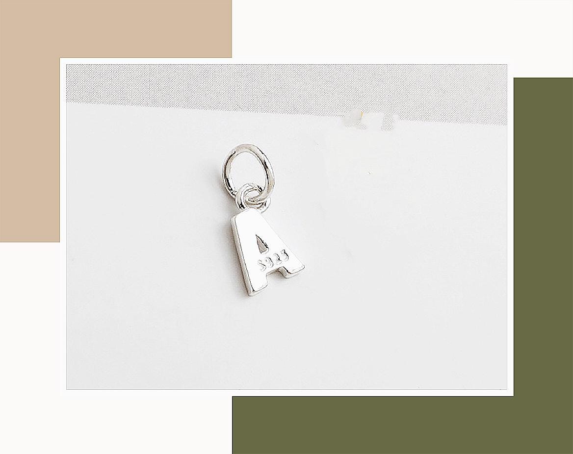 Solid Sterling Silver Initial Letter Charm, Letter Add On Charms, Alphabet Personalised Charm, Handmade Jewellery Parts, INITIAL CHARM ONLY