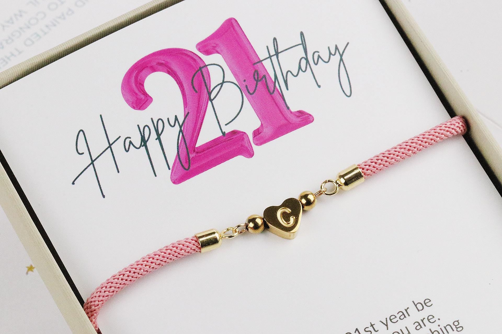 21st Birthday Gift for Daughter 21st Birthday Present, Adjustable Initial Bracelet, Granddaughter 21st Birthday Gift for Niece, Personalised