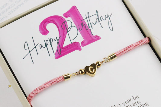 21st Birthday Gift for Daughter 21st Birthday Present, Adjustable Initial Bracelet, Granddaughter 21st Birthday Gift for Niece, Personalised