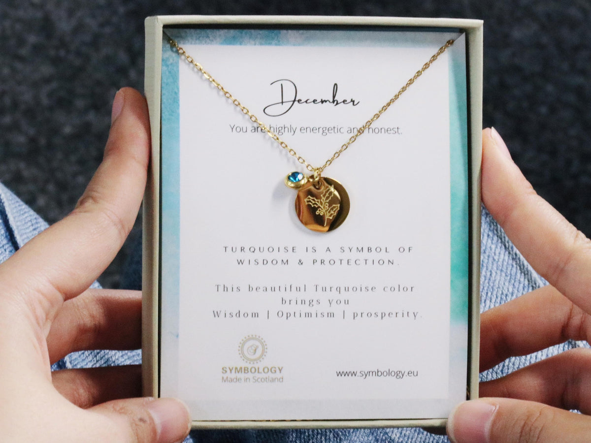 Gold Birth Flower Necklace, Engraving Name Necklace, Personalized Gifts, Custom Family Necklace, Christmas Gift for Mum, Sister, Grandma