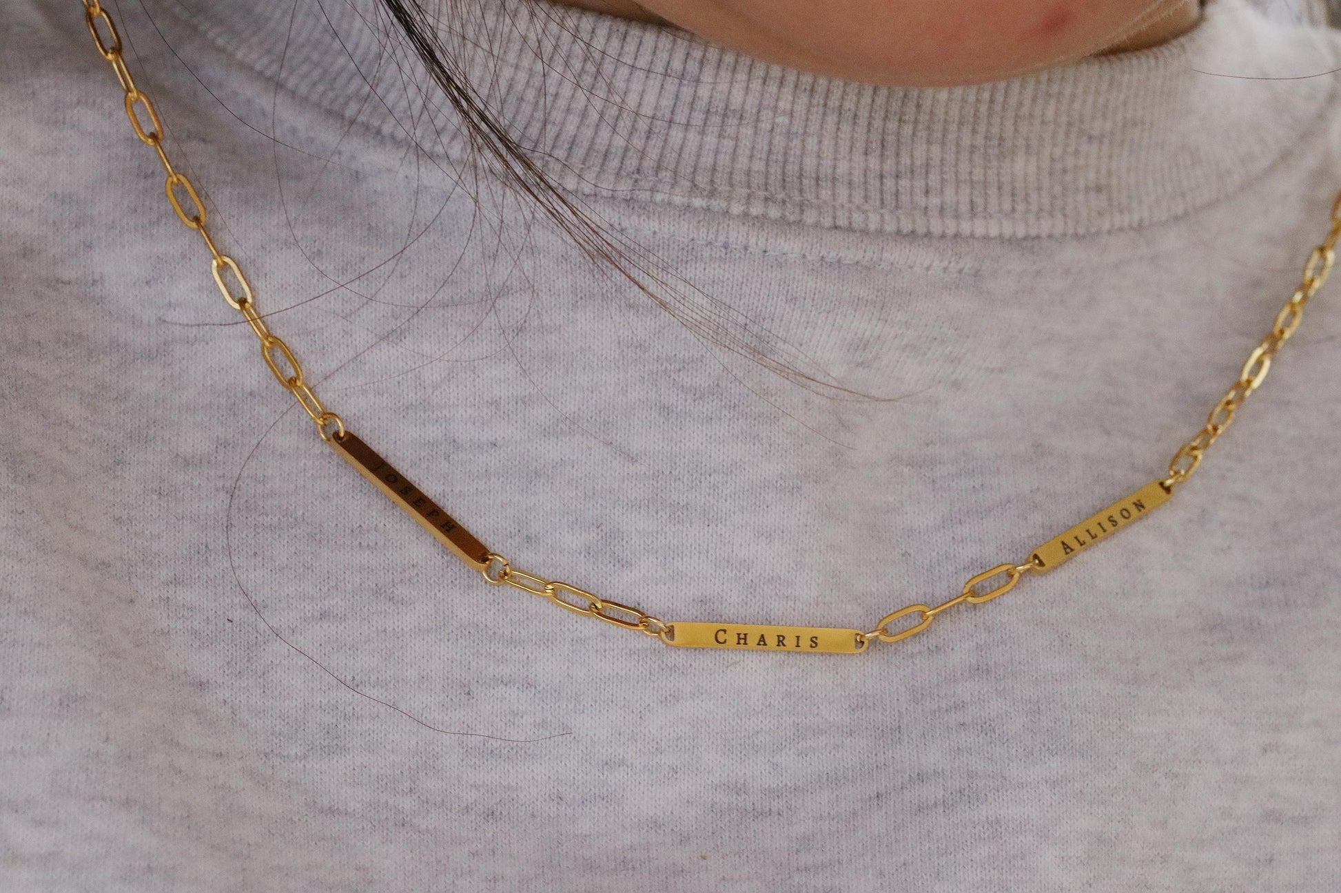 Personalised Family Necklace, Gold Multi Name Necklace, Gift for Mum, Children Name Bracelet, Wife Gift, Kids Name Engraving Gift for Her