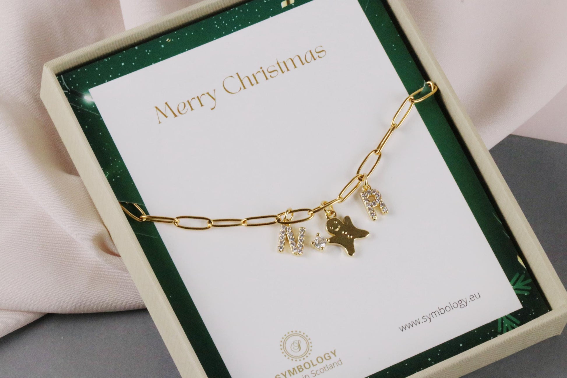 18K Gold Paperclip Bracelet, Dainty Initial Bracelets, Gold Minimalist Bracelets, Personalised Letter Bracelet, Ginger Bread Man Bracelet