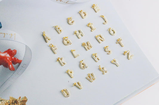 Gold Filled CZ Initial Letter Charm, Alphbet Add On Charms, Personalised Initial for Custom Jewellery, Crystal Letter Charms Jewellery Parts