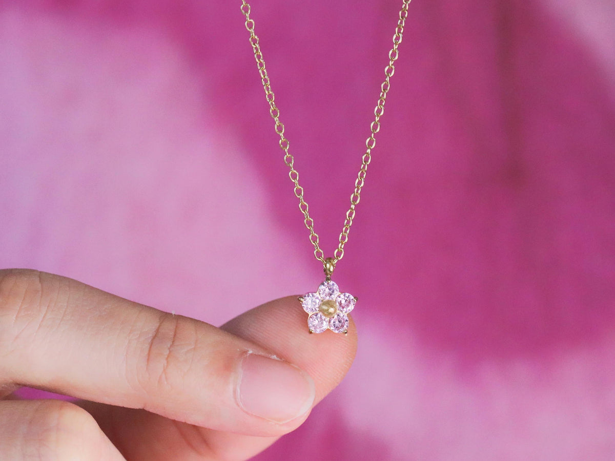 Gold Initial Necklace, Gold Filled Flower Necklace, Minimalist Teacher's Gift, Christmas Gift for Her, Floral Jewellery, Secret Santa Gift