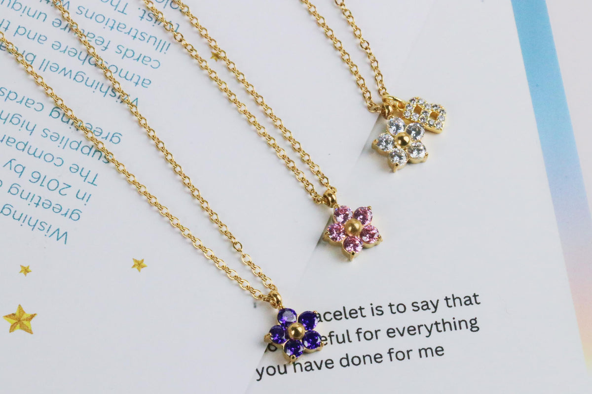 Gold Initial Necklace, Gold Filled Flower Necklace, Minimalist Teacher's Gift, Christmas Gift for Her, Floral Jewellery, Secret Santa Gift