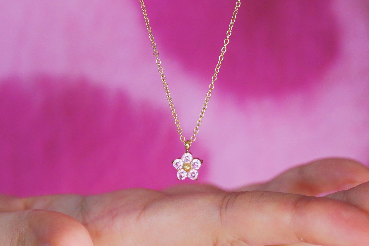 Gold Initial Necklace, Gold Filled Flower Necklace, Minimalist Teacher's Gift, Christmas Gift for Her, Floral Jewellery, Secret Santa Gift