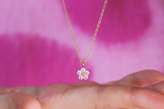 Gold Initial Necklace, Gold Filled Flower Necklace, Minimalist Teacher's Gift, Christmas Gift for Her, Floral Jewellery, Secret Santa Gift