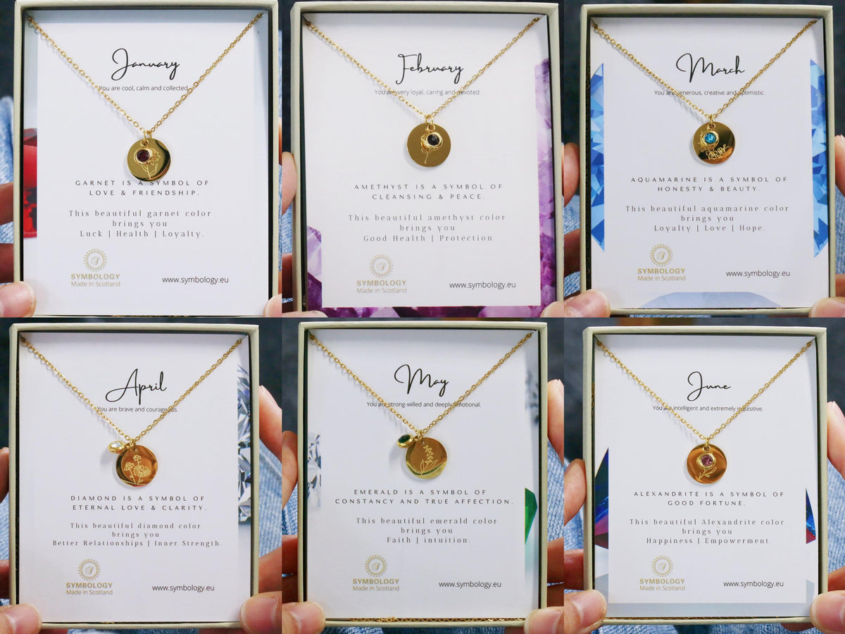 Gold Birth Flower Necklace, Engraving Name Necklace, Personalized Gifts, Custom Family Necklace, Christmas Gift for Mum, Sister, Grandma