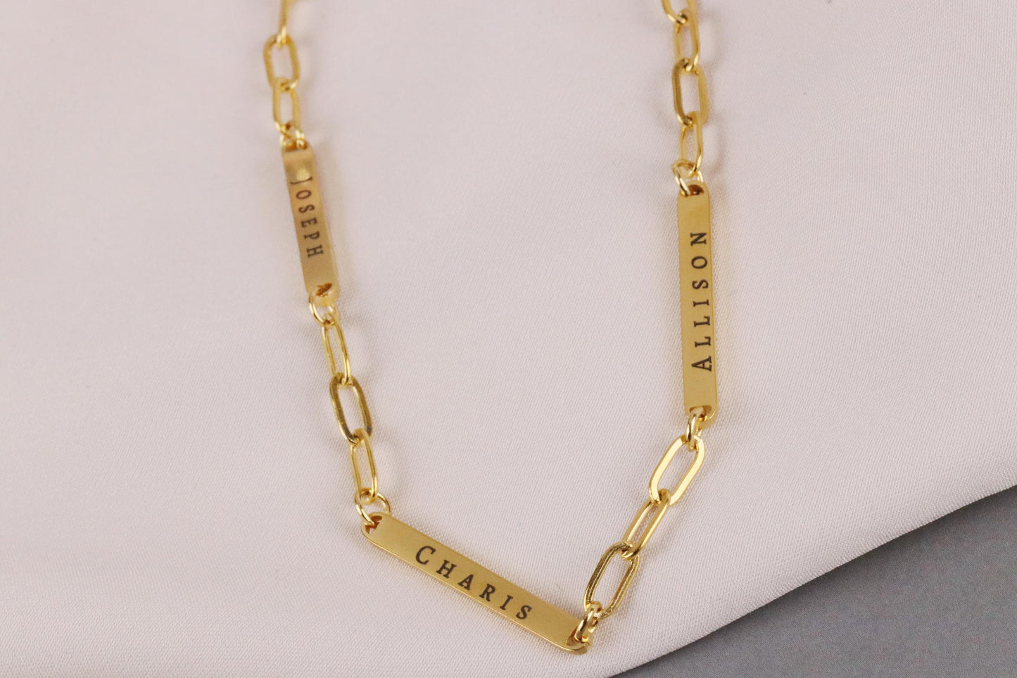 Personalised Family Necklace, Gold Multi Name Necklace, Gift for Mum, Children Name Bracelet, Wife Gift, Kids Name Engraving Gift for Her