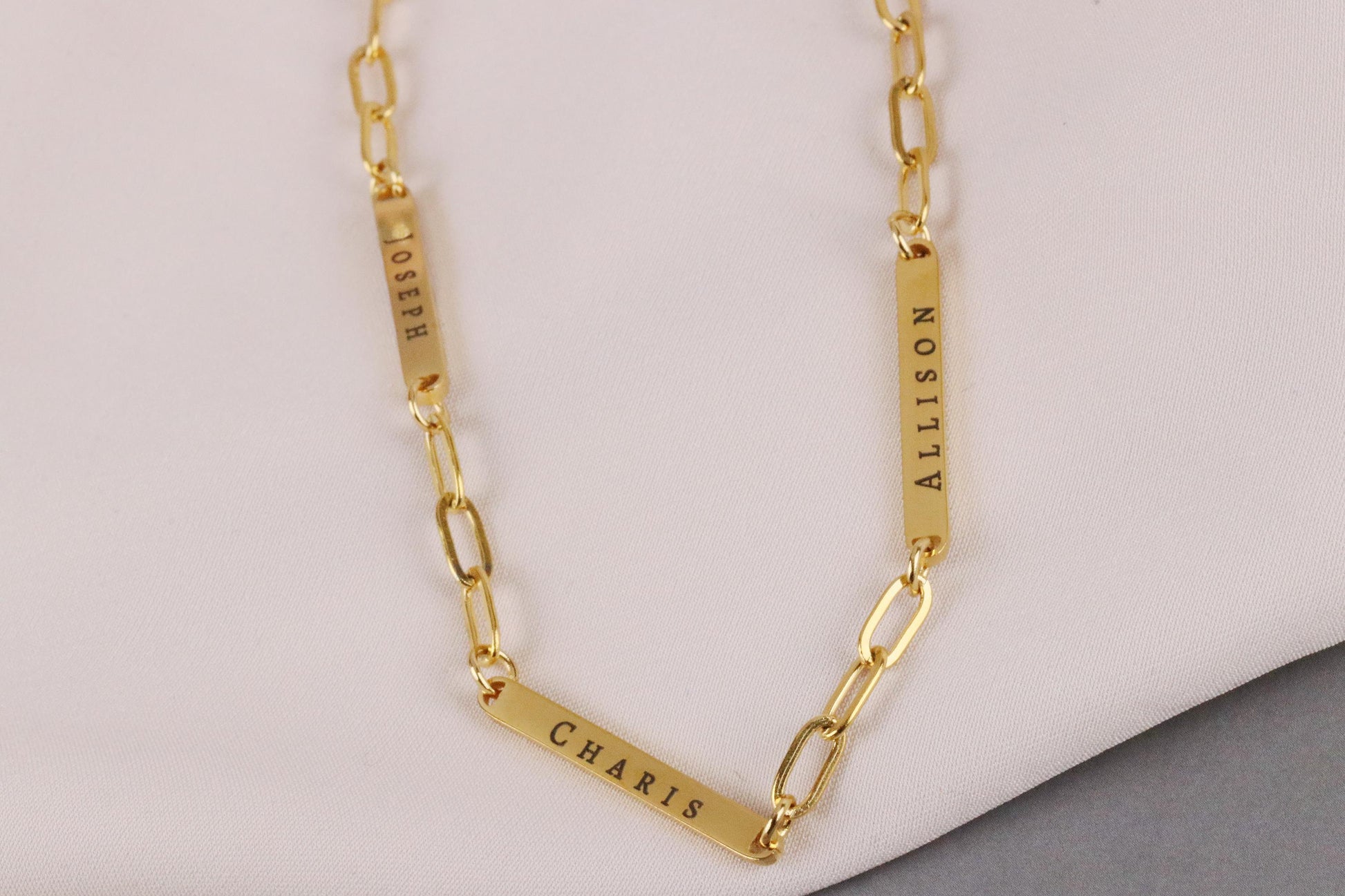 Personalised Family Necklace, Gold Multi Name Necklace, Gift for Mum, Children Name Bracelet, Wife Gift, Kids Name Engraving Gift for Her