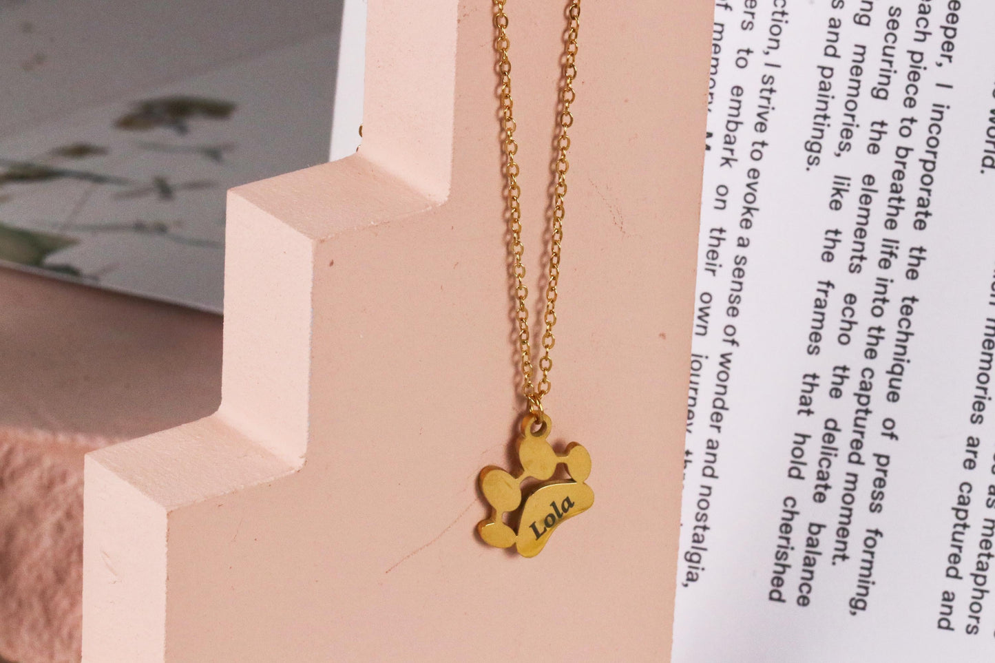 Custom Dog Paw Necklace, Memorial Gift for Pet Mum Cat Mum Gift, Paw Name Necklace , Minimalist Necklace, Personalised Animal Necklace