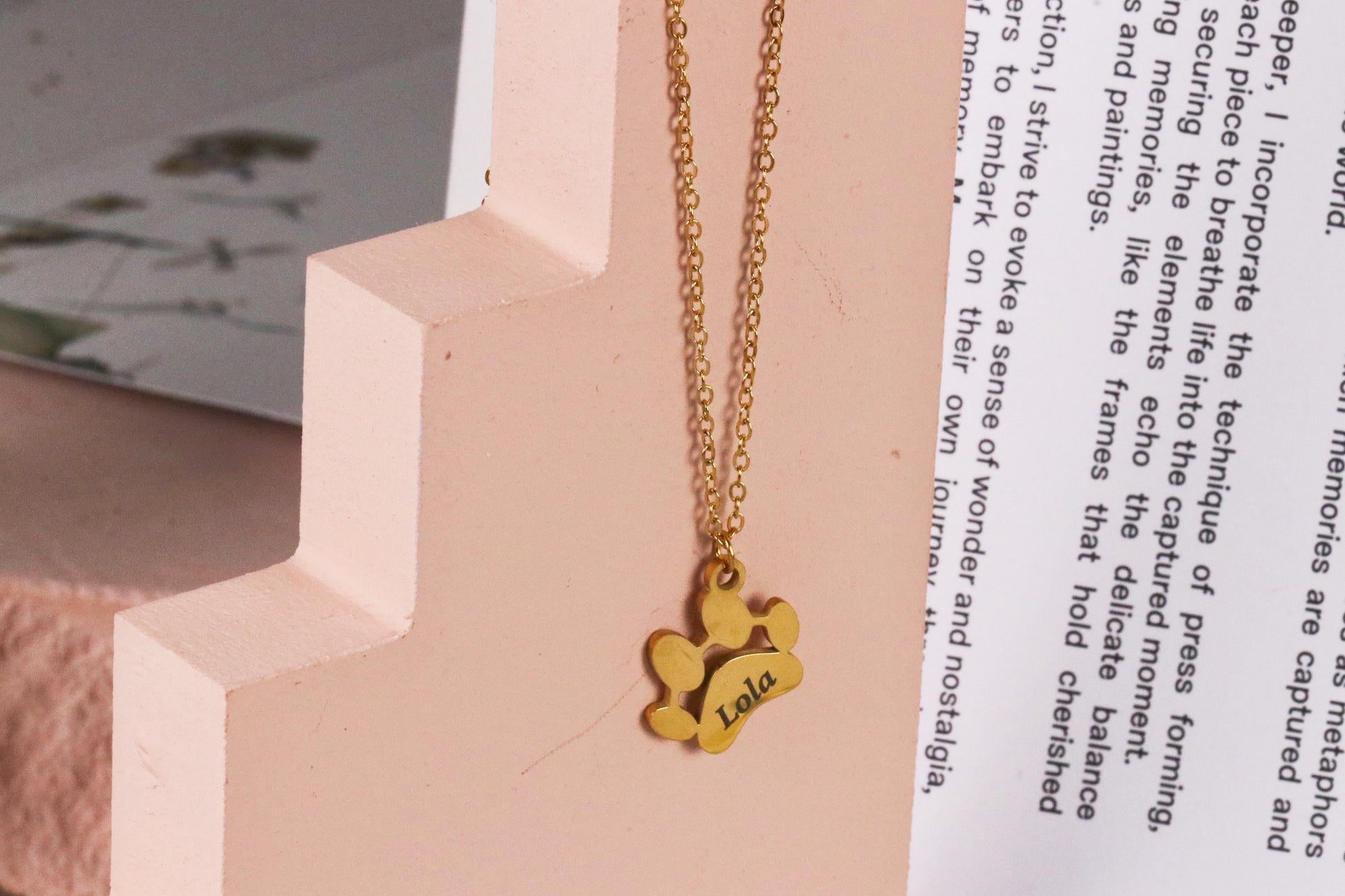 Custom Dog Paw Necklace, Memorial Gift for Pet Mum Cat Mum Gift, Paw Name Necklace , Minimalist Necklace, Personalised Animal Necklace