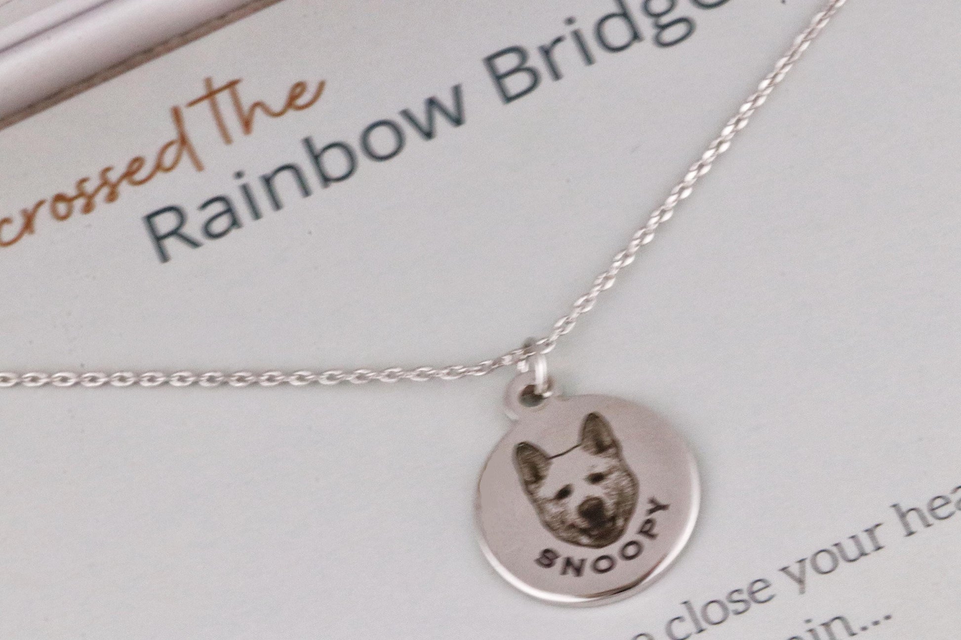 Gold Custom Pet Portrait Name Necklace, Dog Photo Necklace, Engraved Cat Necklace, Silver Pet Memorial Necklace, Gift for Cat Dog Mum