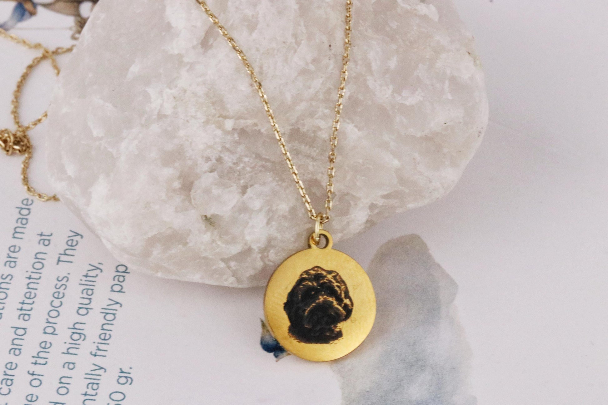 Gold Custom Pet Portrait Name Necklace, Dog Photo Necklace, Engraved Cat Necklace, Silver Pet Memorial Necklace, Gift for Cat Dog Mum